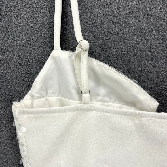12th Tribe Top Womens Small White Sequin Crop party adjustable strap - Picture 13 of 16